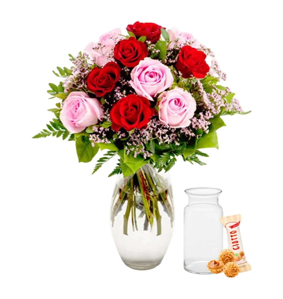 Enchanting Blossom Gift Set with Decorative Vase & Treats