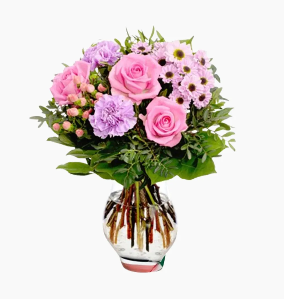 Charming Blush Floral Harmony with Gourmet Delights