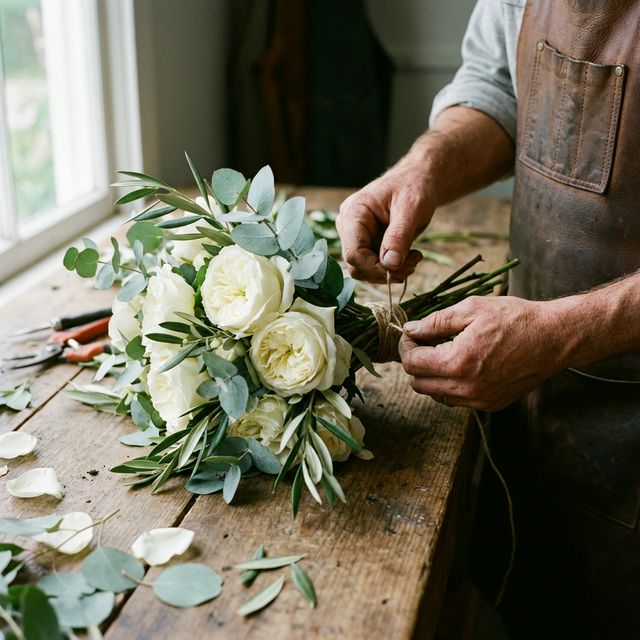 Florist arranging flowers